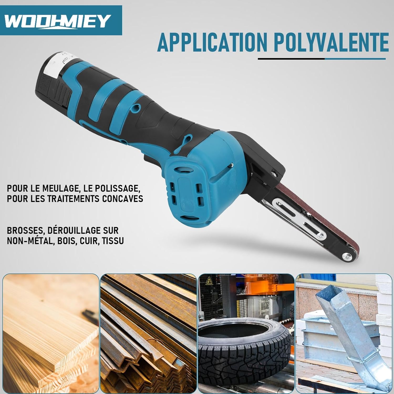 Levigatrice a nastro a batteria al litio 16,8 V 7000 giri/min 15 nastri abrasivi grana 80-1000 per legno metallo
