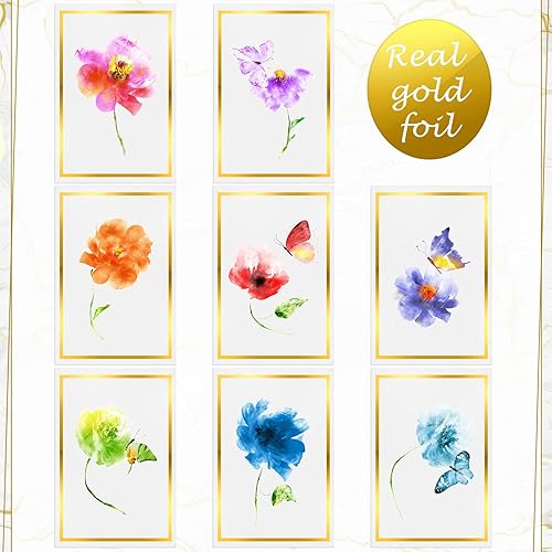 Miniatura 3 de Colarr 80 juegos de tarjetas florales en blanco a granel de 4 x 6 pulgadas, tarjetas de felicitación de flores silvestres de acuarela con sobres,