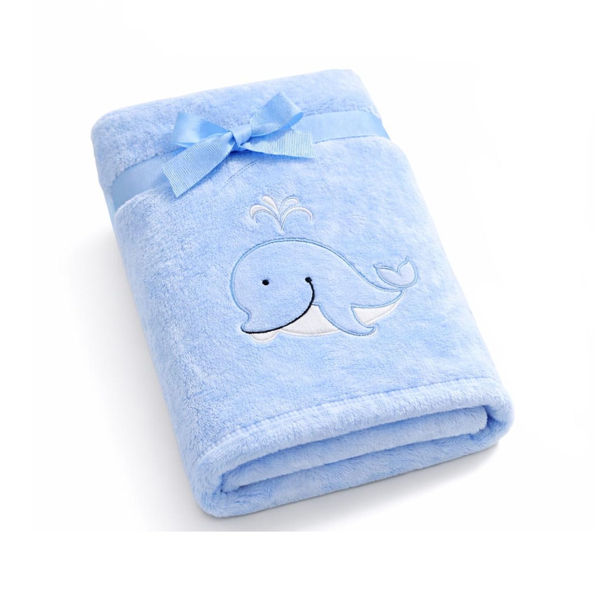 Hi Mom Ultra Soft Baby Blanket 100 x 63 cm Velvet Touch Newborn Blanket for Infants Toddlers Plush Warm Baby Wrap Sleeping Cover Embroidery Blanket for Boys Girls - Blue-image-44