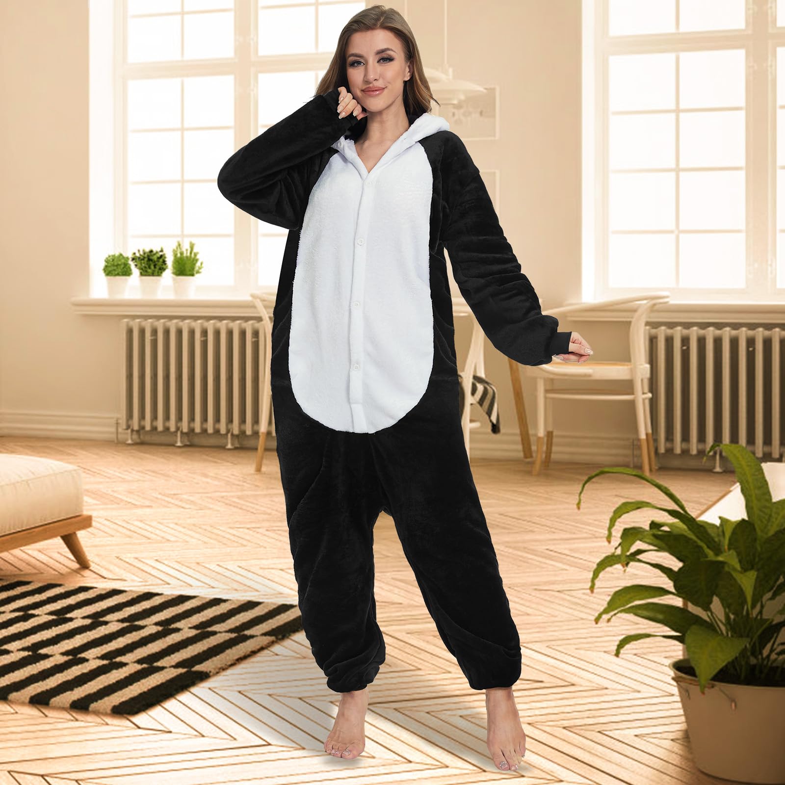 JONRRYIN Piżama Zwierzęta Dorosły Unisex Kombinezon, Zwierzęca Piżama Onesie Kostium, Piżama Kigurumi Anime Sleepwear Kombinezon Cosplay Zestaw na Halloween, karnawał