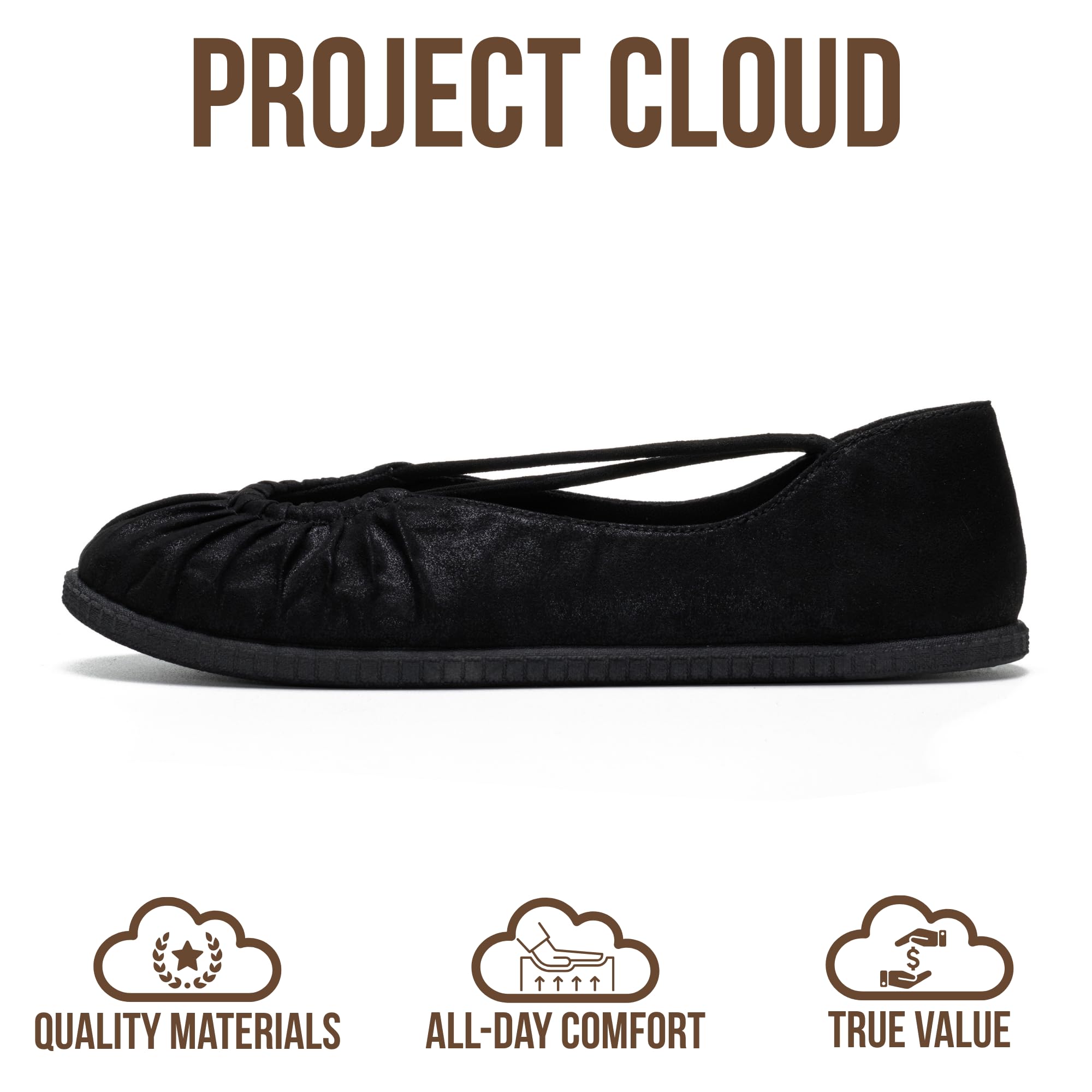Project Cloud Ballet Flats for Women Comfortable Womens Shoes with Memory Foam Insole & MicroSuede Upper - Mary Jane Shoes Women Footwear - Lightweight Ballerina Womens Flats (Cheers) — view 3