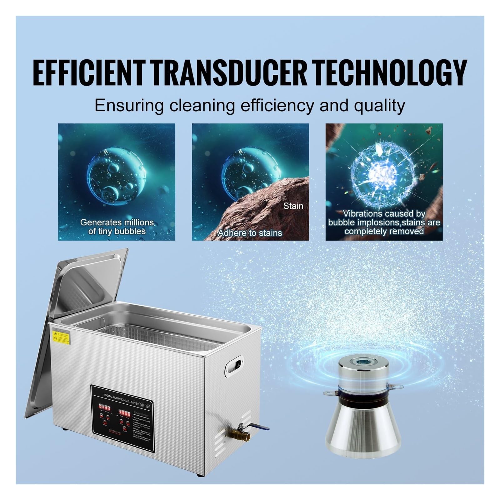 Limpiador Ultrasónico Con Temporizador Digital Y Calentador For Joyas Máquina De Limpieza Calefacción Acero Inoxidable Eficaz Limpieza Profesional(6L)