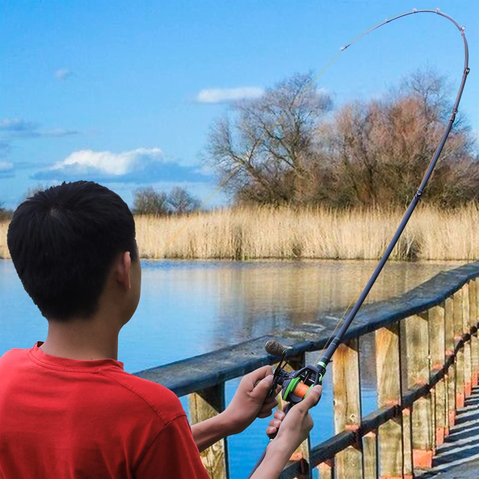 Wędka Ultralight wędka wędkarska bojowska wędki z 12+ 1BB 7.2: 1 Combo bębnowy Baitcasting do podróży Słodkowodne połowy Przenośna wędka podróżna (Bundles : 2.1M and Left hand)