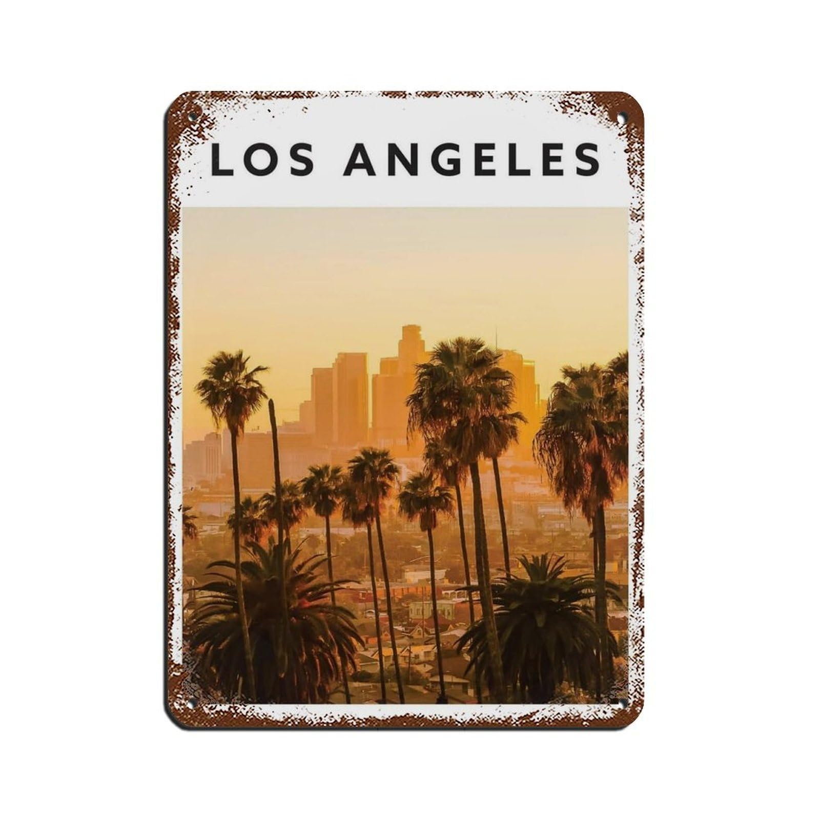Los Angeles Travel, Los Angeles Poster Tin Sign Vintage Metal Pub Club Cafe Bar Home Wall Art Decoration Poster Retro 12x16inch(30x40cm)