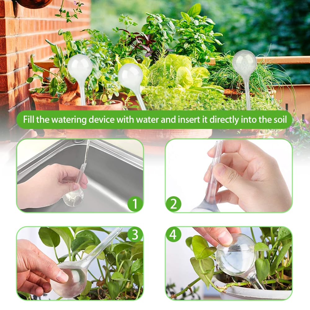 12 Pièce Globes d'arrosage, Petits Automatique Boule d'irrigation en Plastique Bulbes Goute à Goute Arrosage Plante Vacances pour Arrosage Plante Interieur Fleurs Jardin en Pot (Transparent)