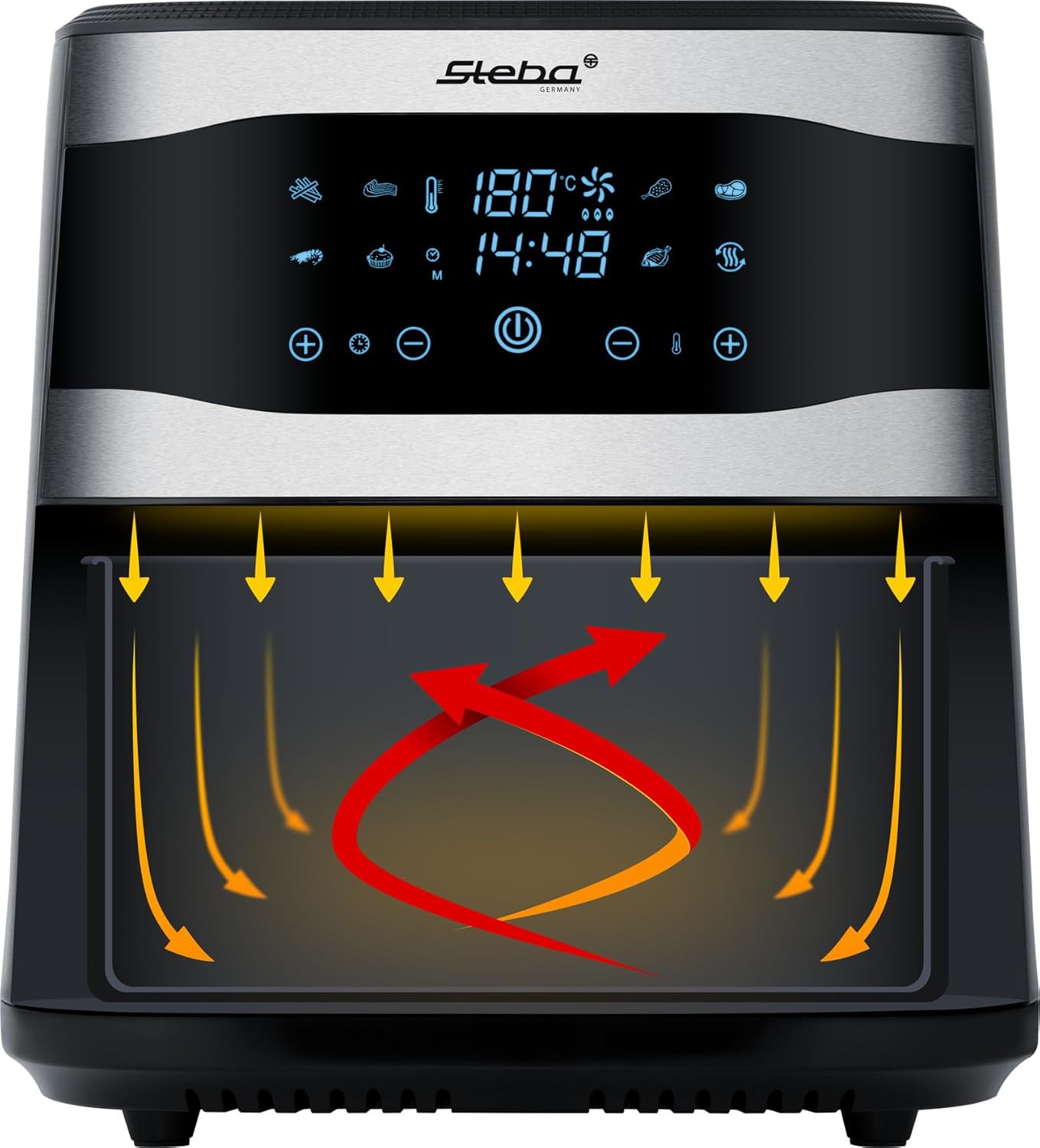 Steba HF 8000 Family - Friggitrice ad aria calda, in acciaio inox/nero Steba HF 8000 Family - Friggitrice ad aria calda, in acciaio inox/nero