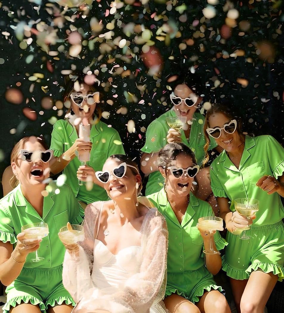 KFUBUO Silky Satin Pajamas for Women Set Short Sleeve Button Down 2 Piece Pjs Shorts Sets Soft Sleepwear Loungewear - Image 5