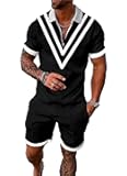 BIRW Men‘s Track Suits 2 Piece Summer Short Sets Outfits Fashion Polo Shirt Casual Short Sleeve and Shorts set