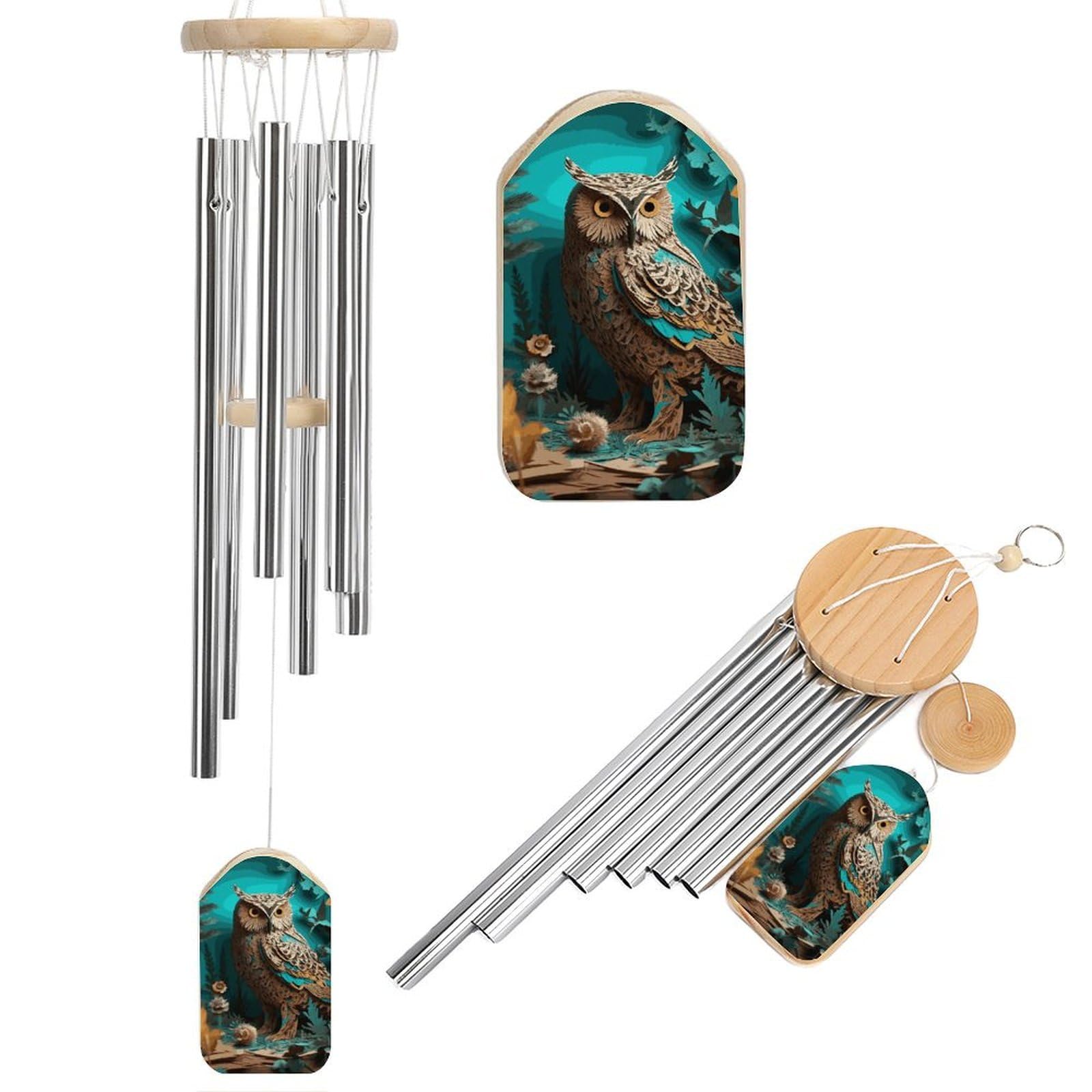 Owl Wind Chimes, Soothing Melodic Memorial Windchimes Soothing Melody Wind Chime Handcrafted Hanging Decoration for Home Garden Balcony Courtyard Decor