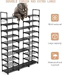 VTRIN 10 Tiers Grand rack de chaussures Organisateur de chaussures pour les supports d'entrée 55-62 paires Chaussures et bottes Free Standing Shoe Tower pour placard métallique durable avec crochets polyvalents pour chambre Garage noir