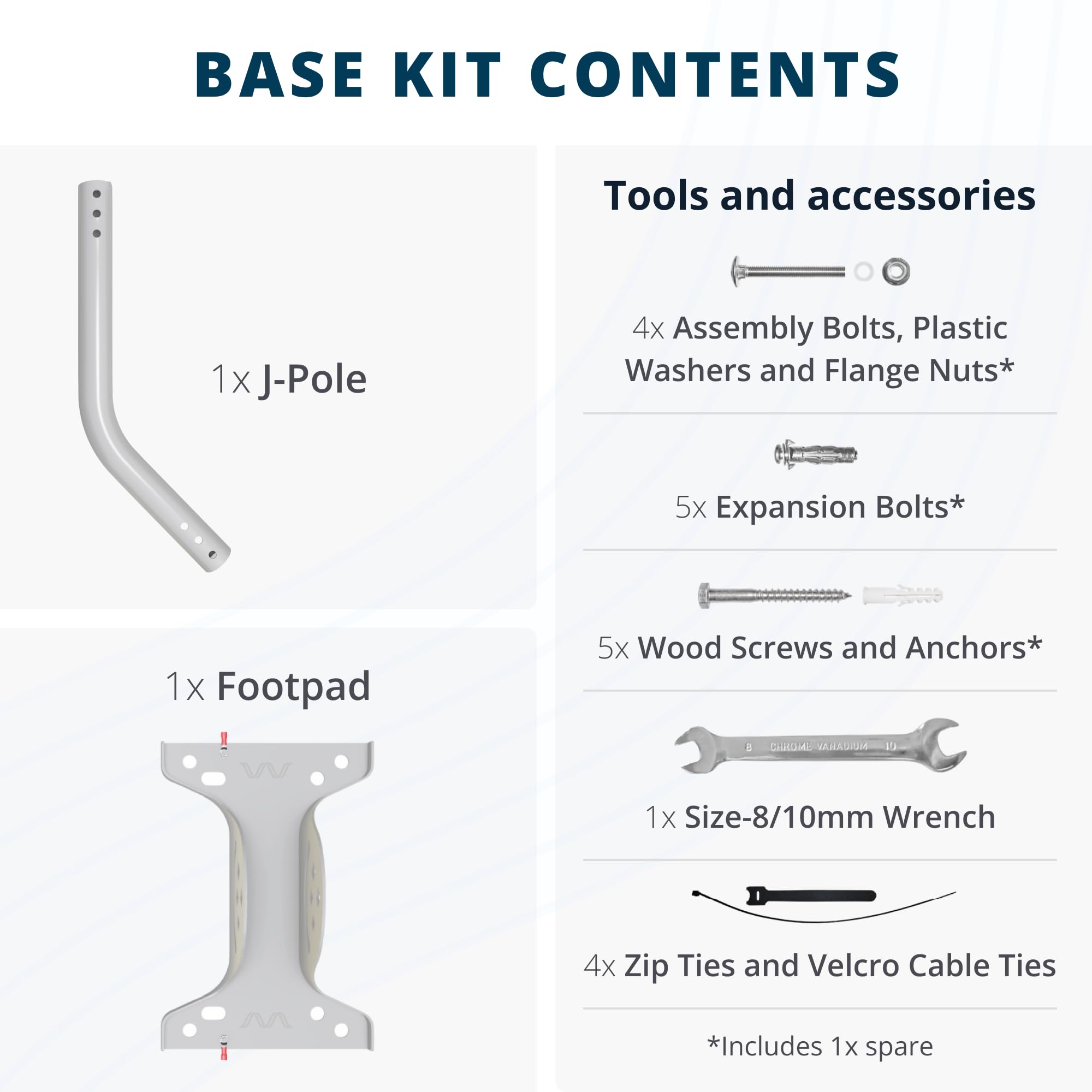 Waveform Ultrapole : le support d'antenne universel | 43,2 cm à 83,8 cm J Pole Mount pour antenne extérieure | Résistant aux intempéries | Antenne amplificateur de signal, antenne Yagi | Kit complet