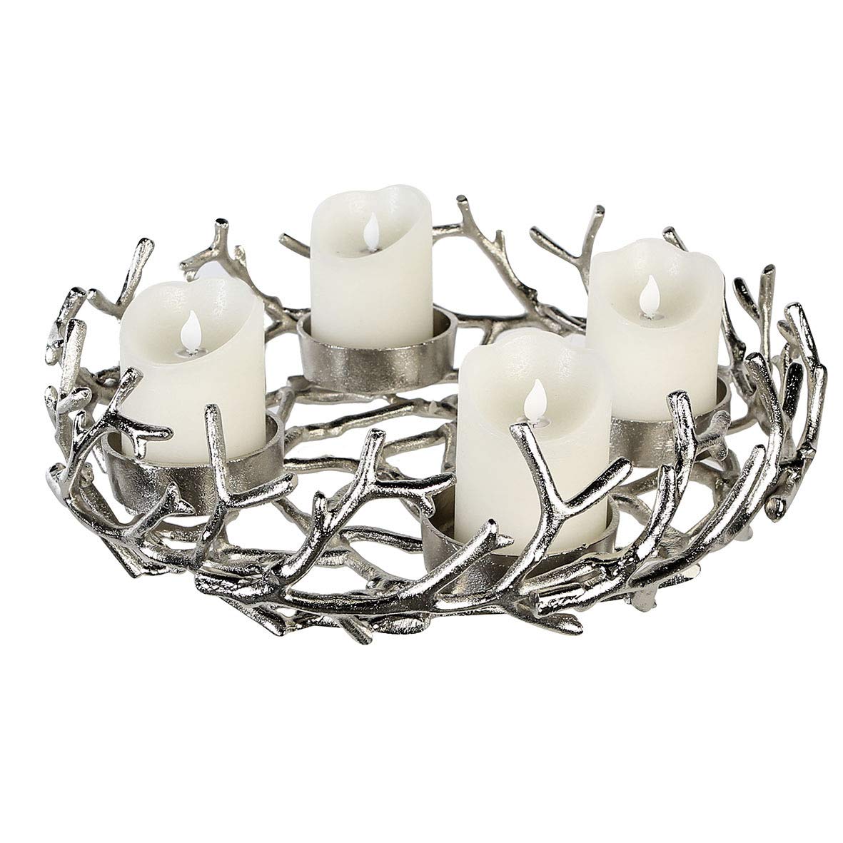Casablanca [SA2021/08] świecznik adwentowy Twigs antyczny srebrny śr. 42 cm