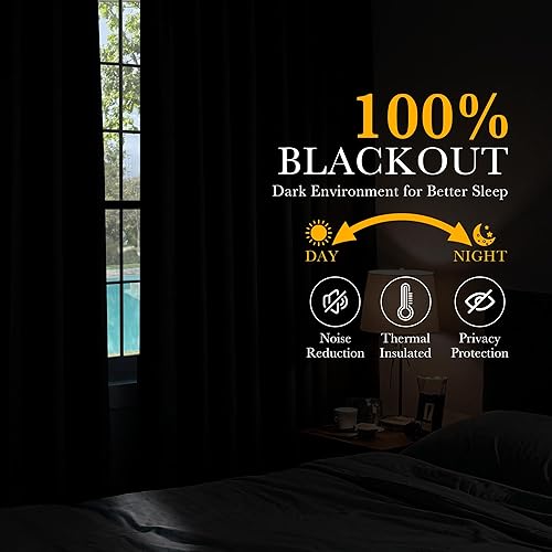 Miniatura 2 de PONY DANCE Cortinas pequeñas 100% opacas para dormitorio, con aislamiento térmico, pestañas traseras, cortinas de oscurecimiento de habitación,