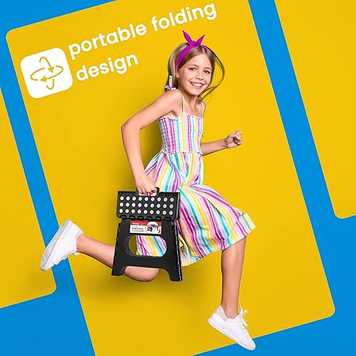 Miniatura 51 de Taburete plegable resistente de alta calidad de 13 pulgadas de altura para adultos, taburete de cocina, jardín, baño, color blanco Blanco,Bicolor