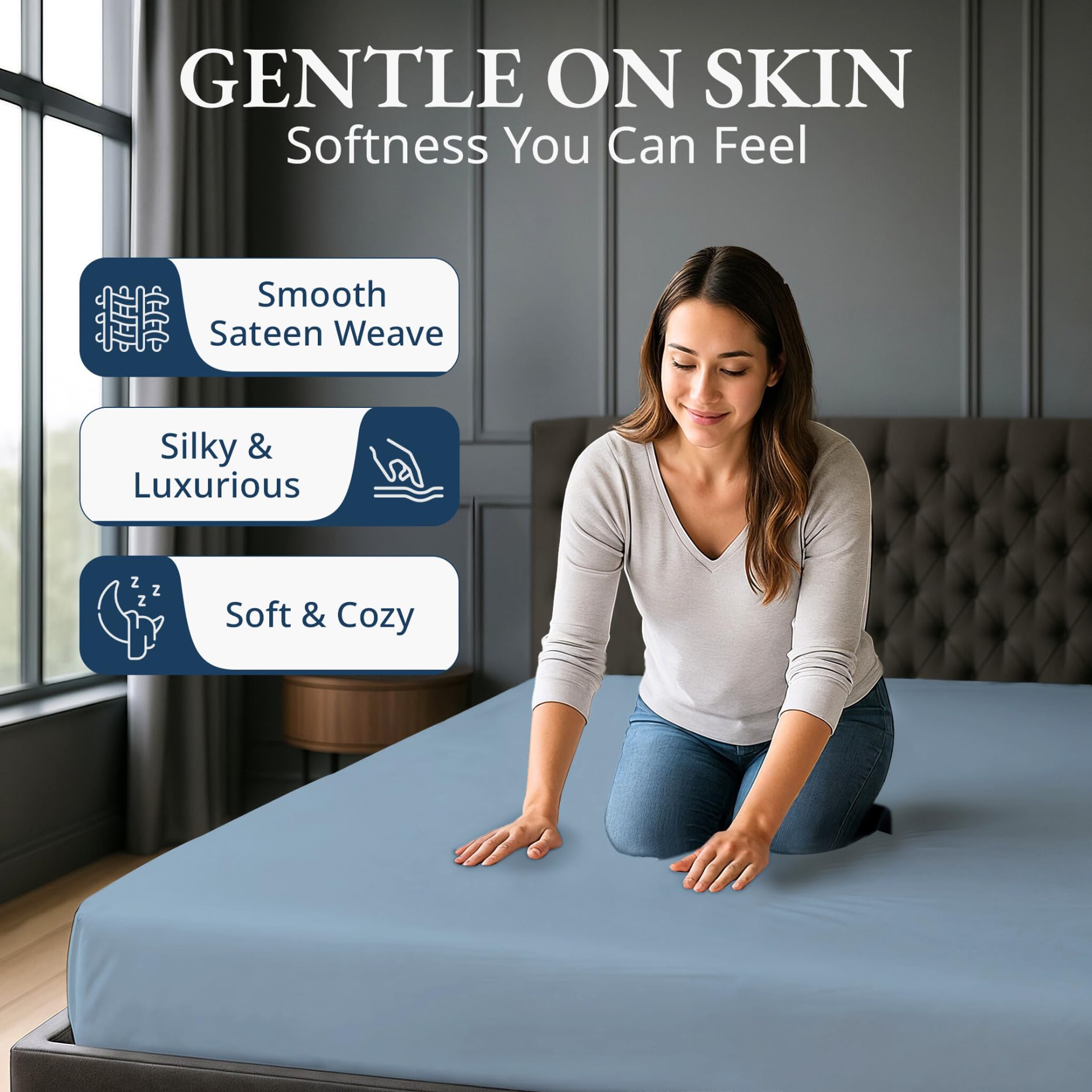Lane Linen Spannbettlaken für Super-Kingsize-Betten mit Fadenzahl 1000 – 100 % ägyptische Baumwolle, extra tiefe Tasche mit 38 cm, weich und strapazierfähig mit elastischen Kanten, Hotelqualität