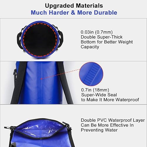 Miniatura 4 de HEETA Bolsa seca impermeable para mujeres y hombres (versión actualizada), 5L10L20L30L Roll Top ligero bolsa de almacenamiento seco mochila con