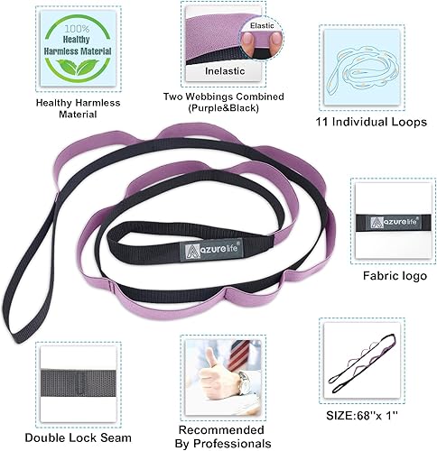 Miniatura 4 de Correas elásticas duraderas de alta calidad con bucles, correa de estiramiento para terapia física, correa de yoga de múltiples bucles, correa de