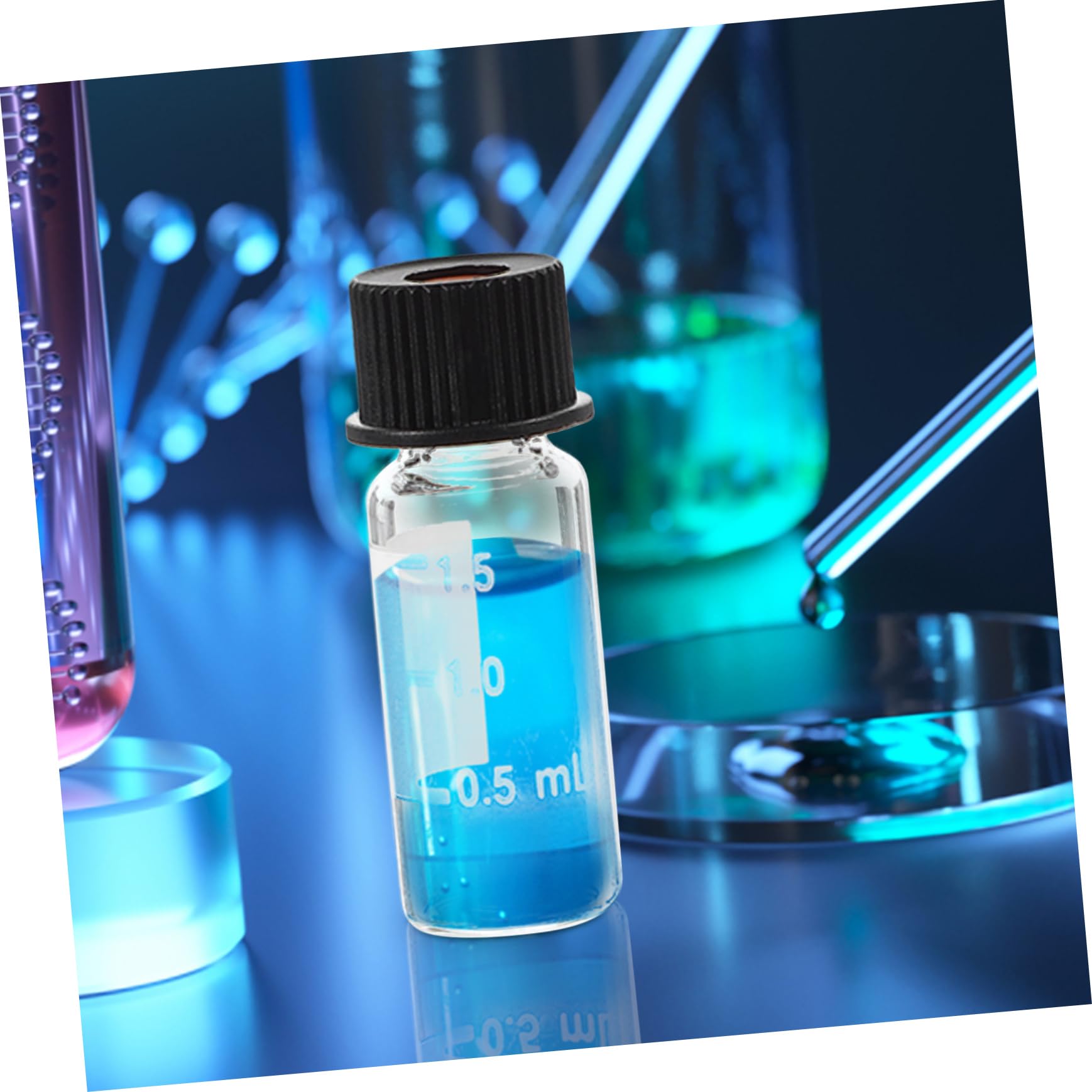 PRETYZOOM Material Sintético de Vidrio 100 Botellas de 2 Ml Boca Roscada 8-425 Buen Sellado para Laboratorio y Farmacia para Muestras Líquidas
