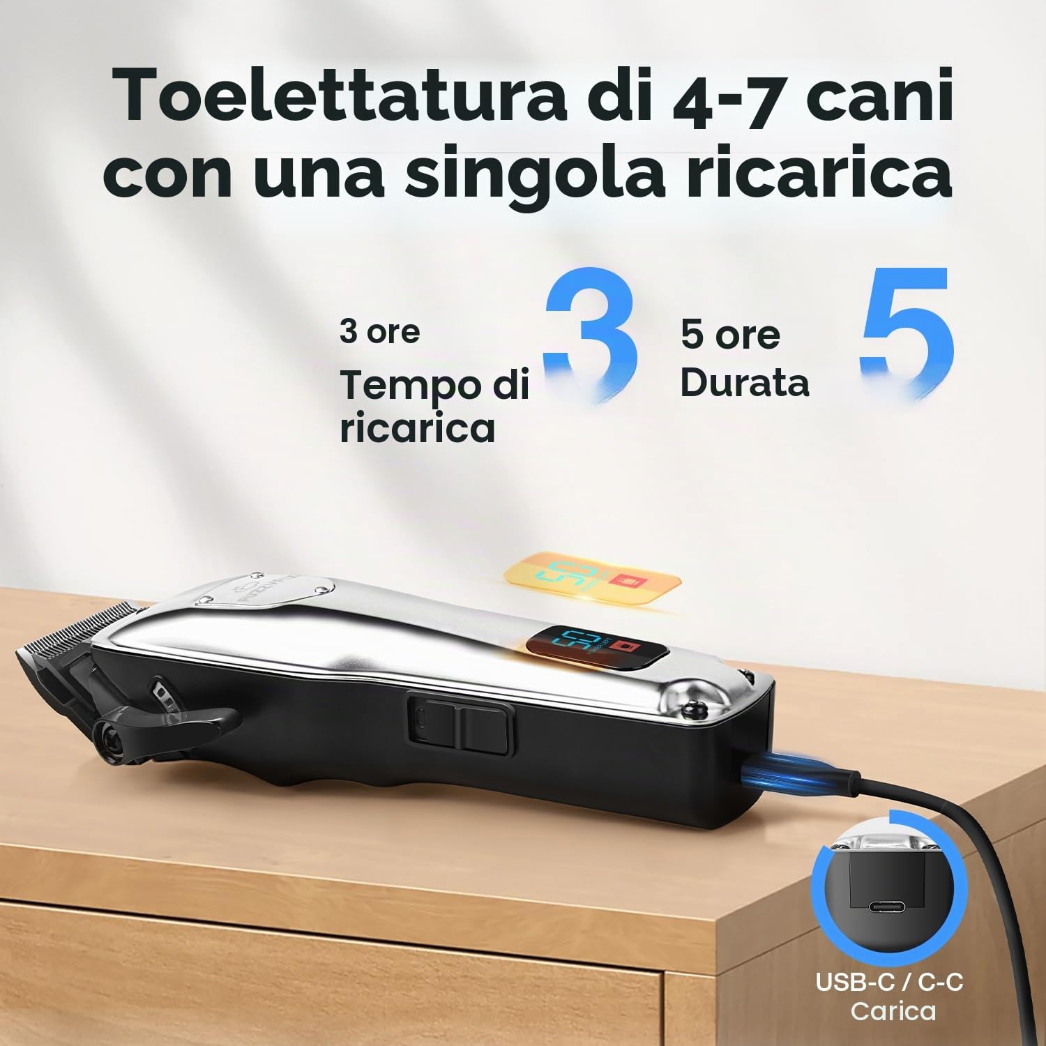 Tosatrice per Cani,Tosatrice per Cani Professionale in Acciaio Inox, Rasoio per Cani, Tosatrice per Peli di Animali Domestici Spessi e Ricci