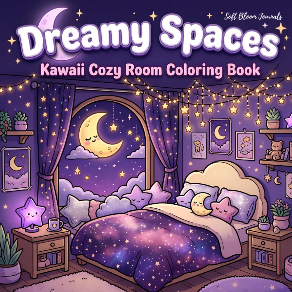 Dreamy Spaces: Kawaii Cozy Room Coloring Book