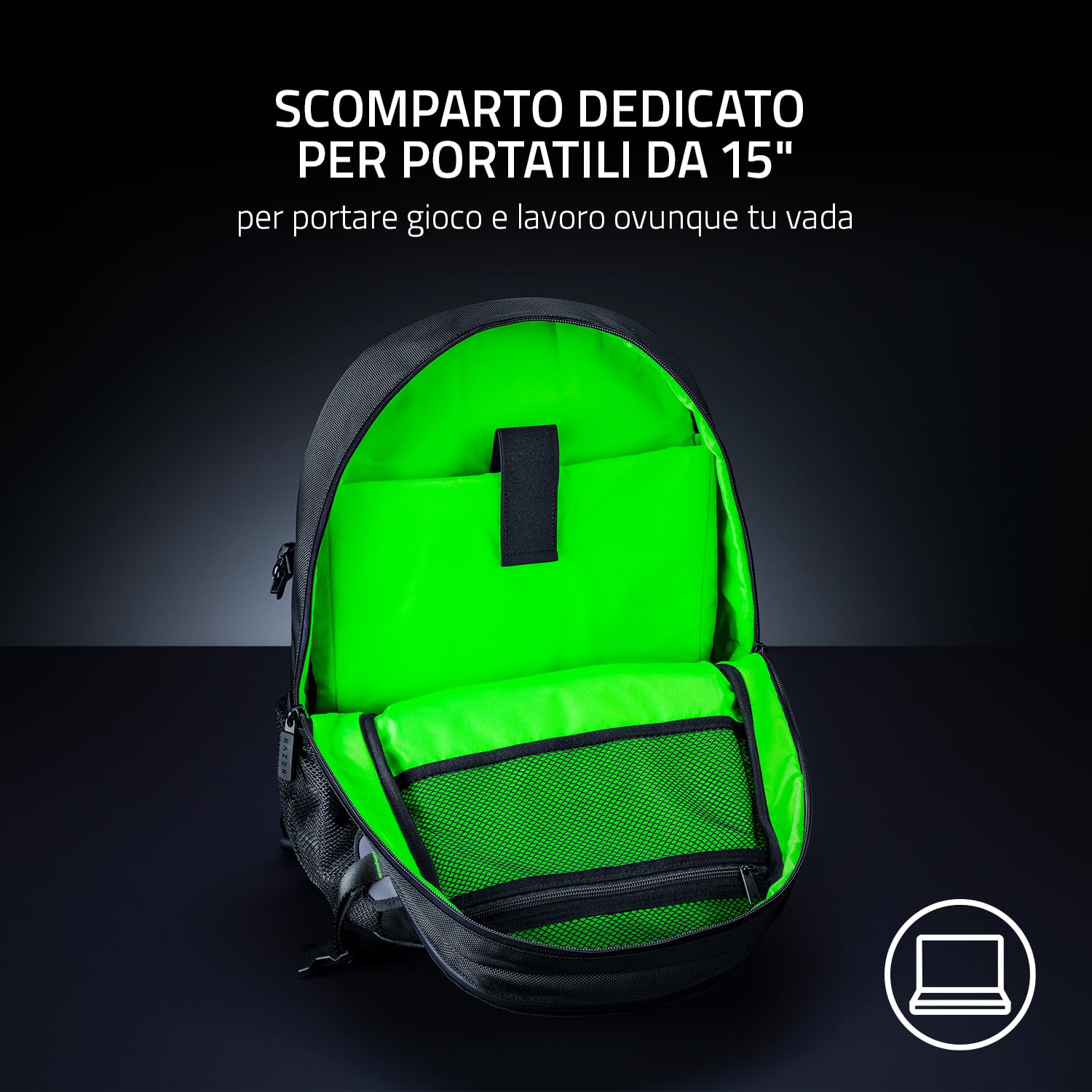 Razer Rogue V3 Backpack (15,6") - Zaino da viaggio compatto (scomparto per computer portatile fino a 15 pollici, resistente all'abrasione) Nero
