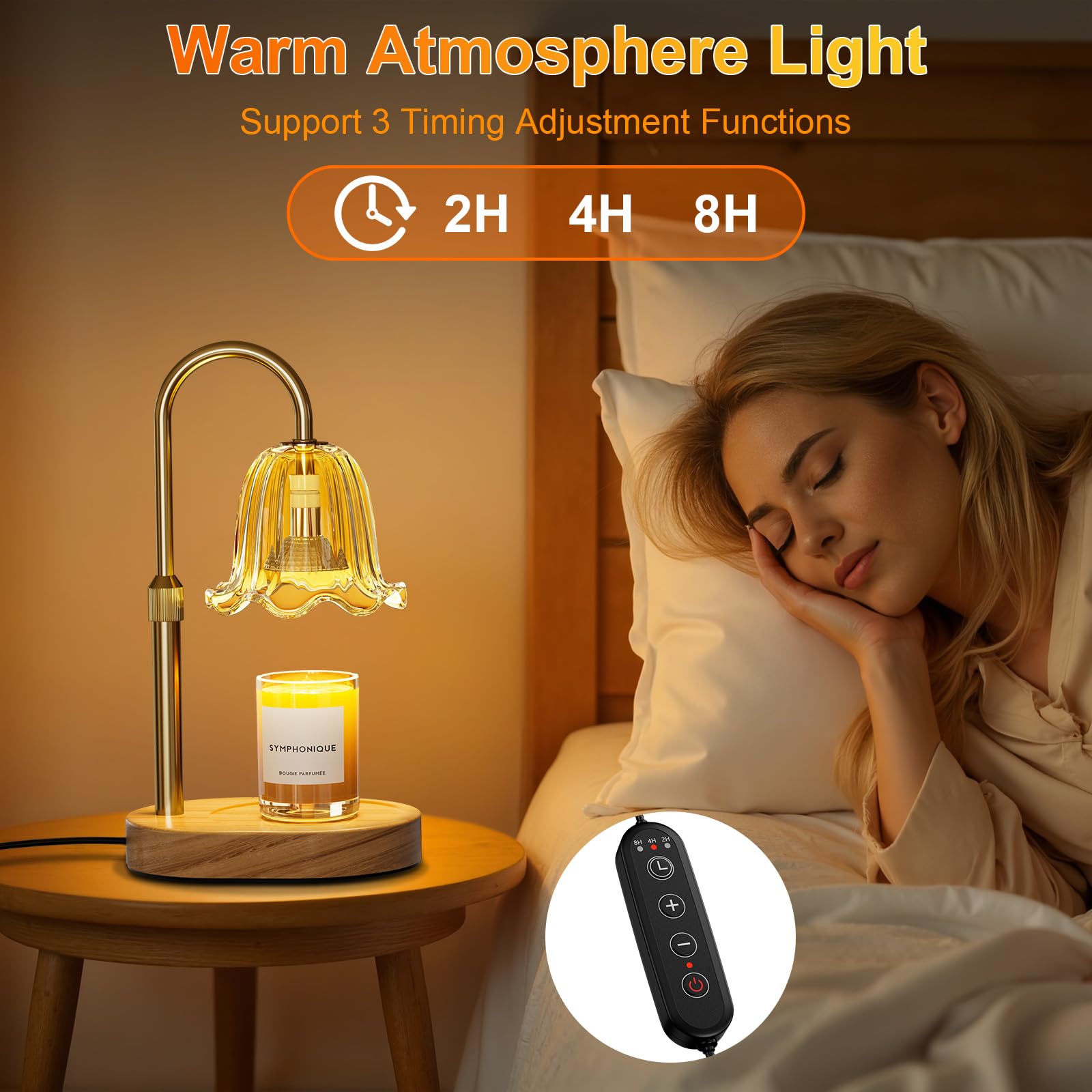 podgrzewacz do świec – ściemniacz i timer, lampa podgrzewająca świece z 2 żarówkami, regulowana wysokość, bezpłomieniowa lampa kwiatowa, świecznik do świec w szkle, dla kobiet, przyjaciółki