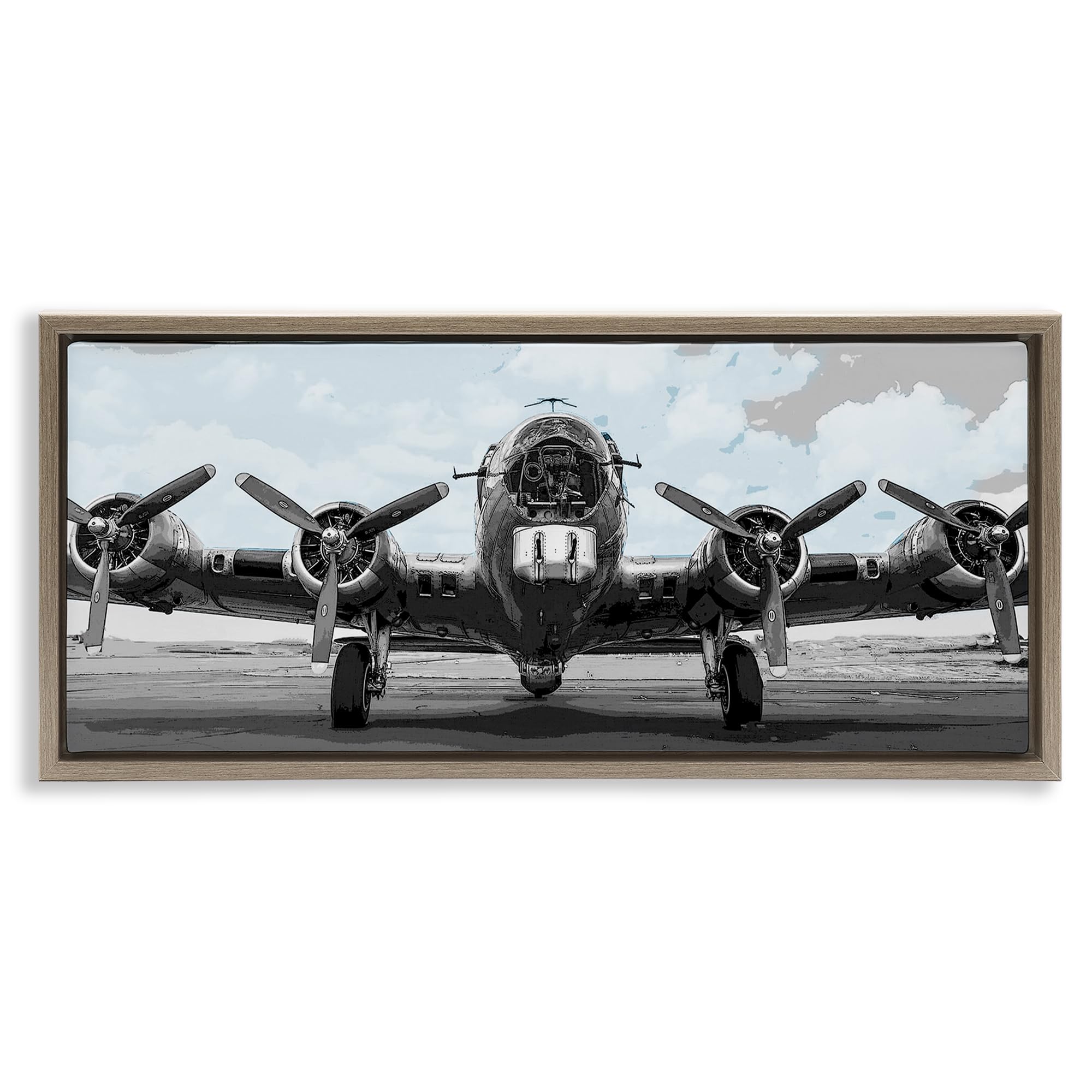 Stupell Industries Montalcino Elm (Textured) Historic Aviation Aircraft, 13 X 30 Inch Canvas In Floater Frame