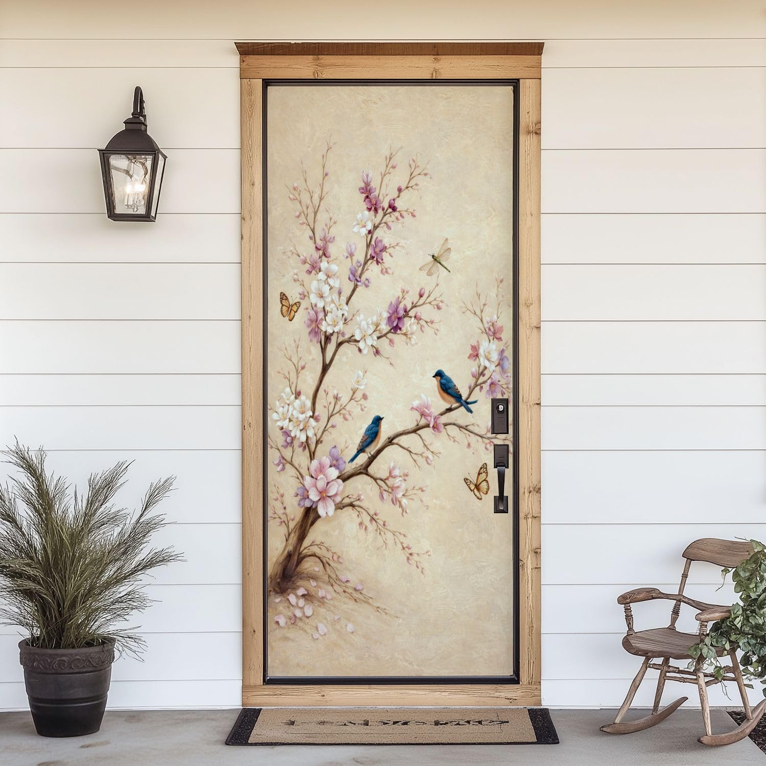 3D Door Sticker Country Cow Farmhouse Animal Pictures Rustic Retro Modern Calf Floral Door Decal Peel and Stick Wallpaper Self-Adhesive Removable Mural Vinyl Stickers Poster Home Decor 30.3"x78.7"