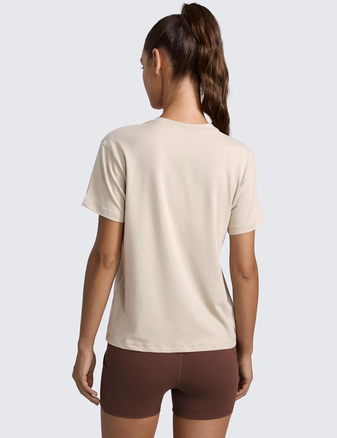 CRZ YOGA Cotton-Blend Crewneck Tops for Women - Workout Gym Athletic Casual Short Sleeve Shirts Quick Dry Basic T-Shirt