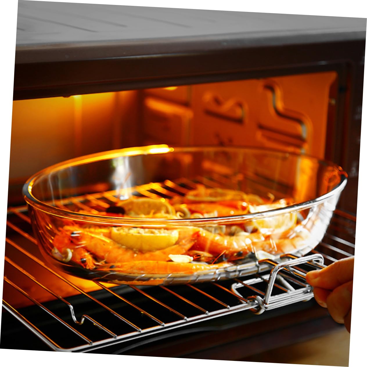 Plat de Cuisson Ovale en Verre Blanc, Compatible Micro-ondes