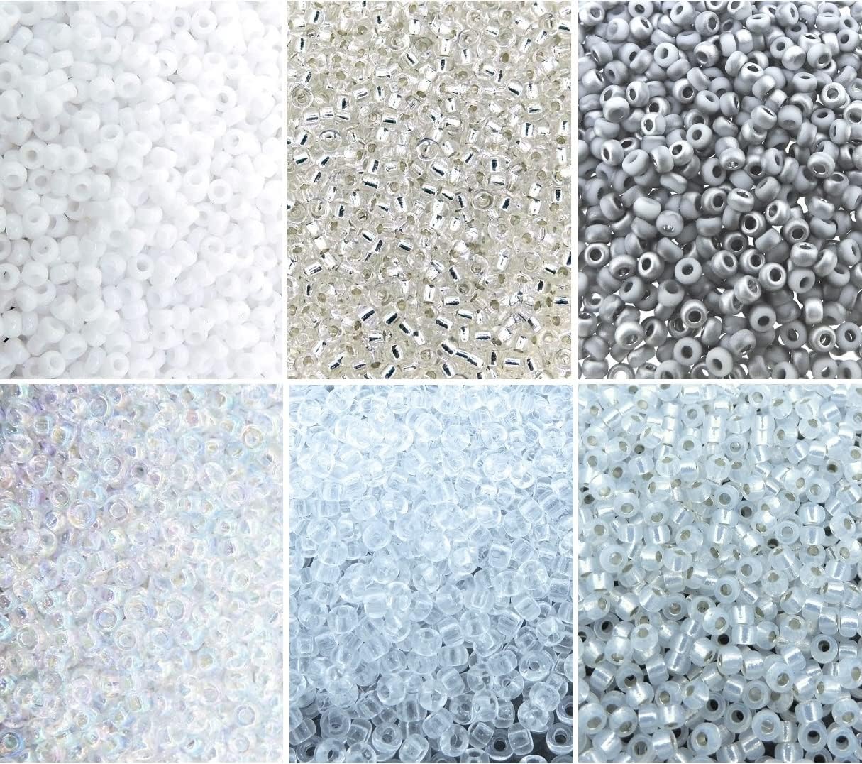 Snow Queen Collection - 6 Color Mix Miyuki Round Rocaille Seed Beads Size 11/0, Each in 2", 8.5 Gram Tube