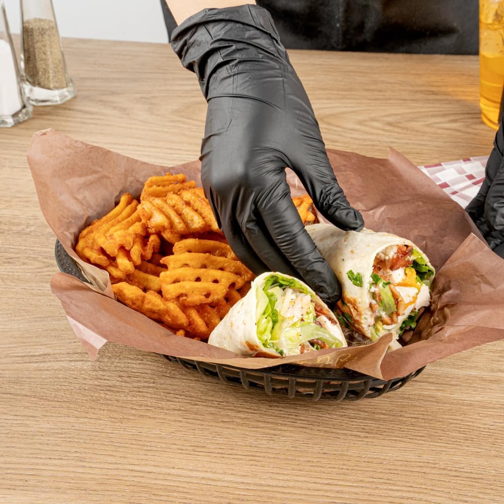 Restaurantware 10.1 x 6.8 x 2 Inch Fast Food Baskets 100 Oval Deli Baskets Microwavable Dishwashable Black Plastic Serving Baskets For Burgers Fries Sandwiches And More - Image 5