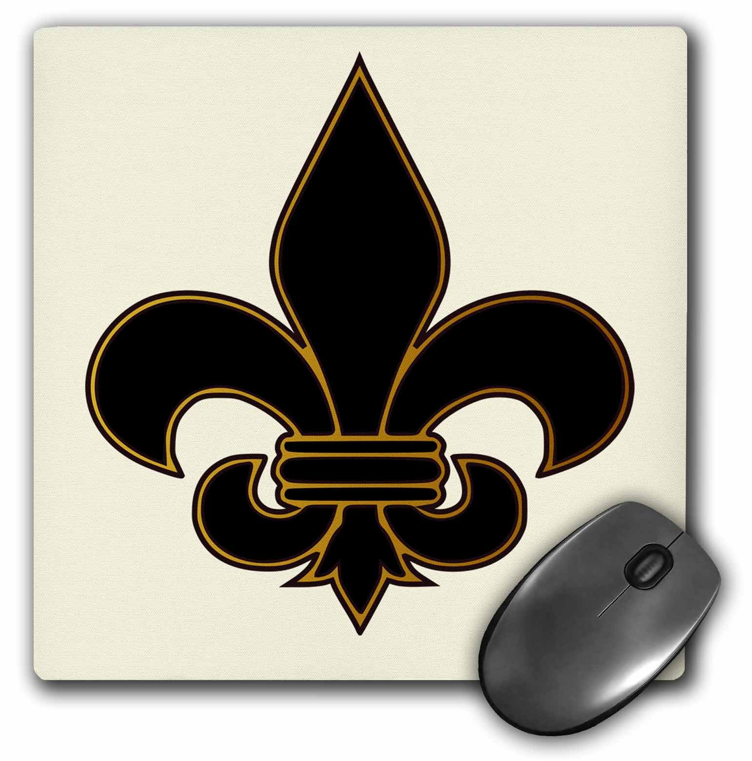3dRose LLC 8 X 8 X 0.25 Inches Large Black and Gold Fleur De Lis Christian Saints Symbol Mouse Pad (mp_22360_1)