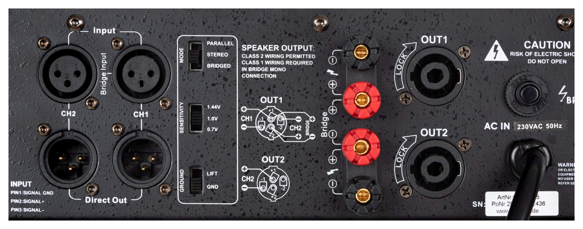 Pronomic XA-800 Endstufe - Stereo-Leistungsverstärker mit 2x 1900 Watt an 2 Ohm - Lüfter automatisch gesteuert - 2 x XLR Eingang 2 x XLR parallel Ausgang und Schutzschaltungen - Schaltungstype H