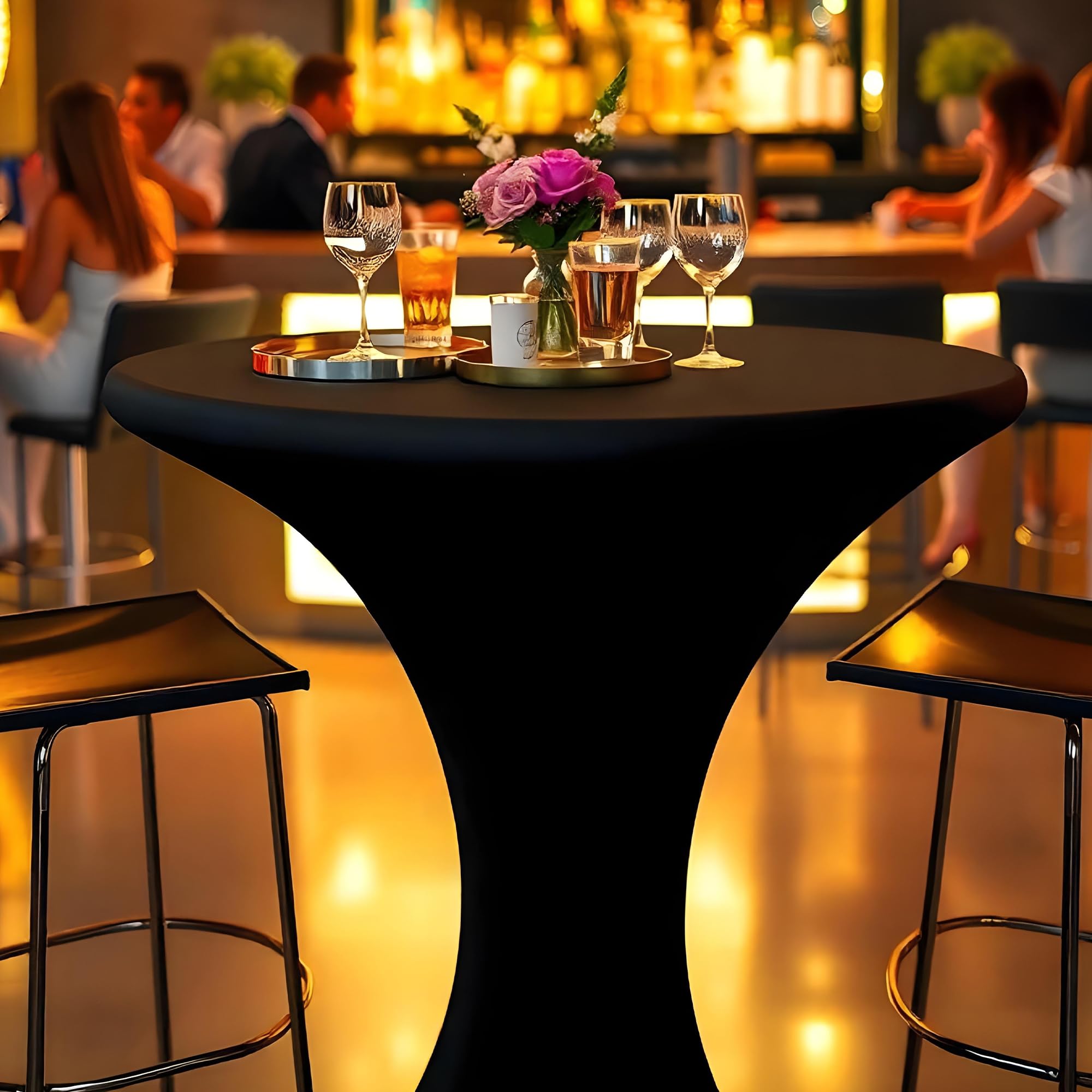 WedDecor Czarny koktajl wysokiej jakości spandeks wysokiej jakości rozciągliwy obrus na stół narzuta na ślub i wydarzenie i przyjęcie urodzinowe, dekoracje świąteczne, obrus do jadalni, 5 szt