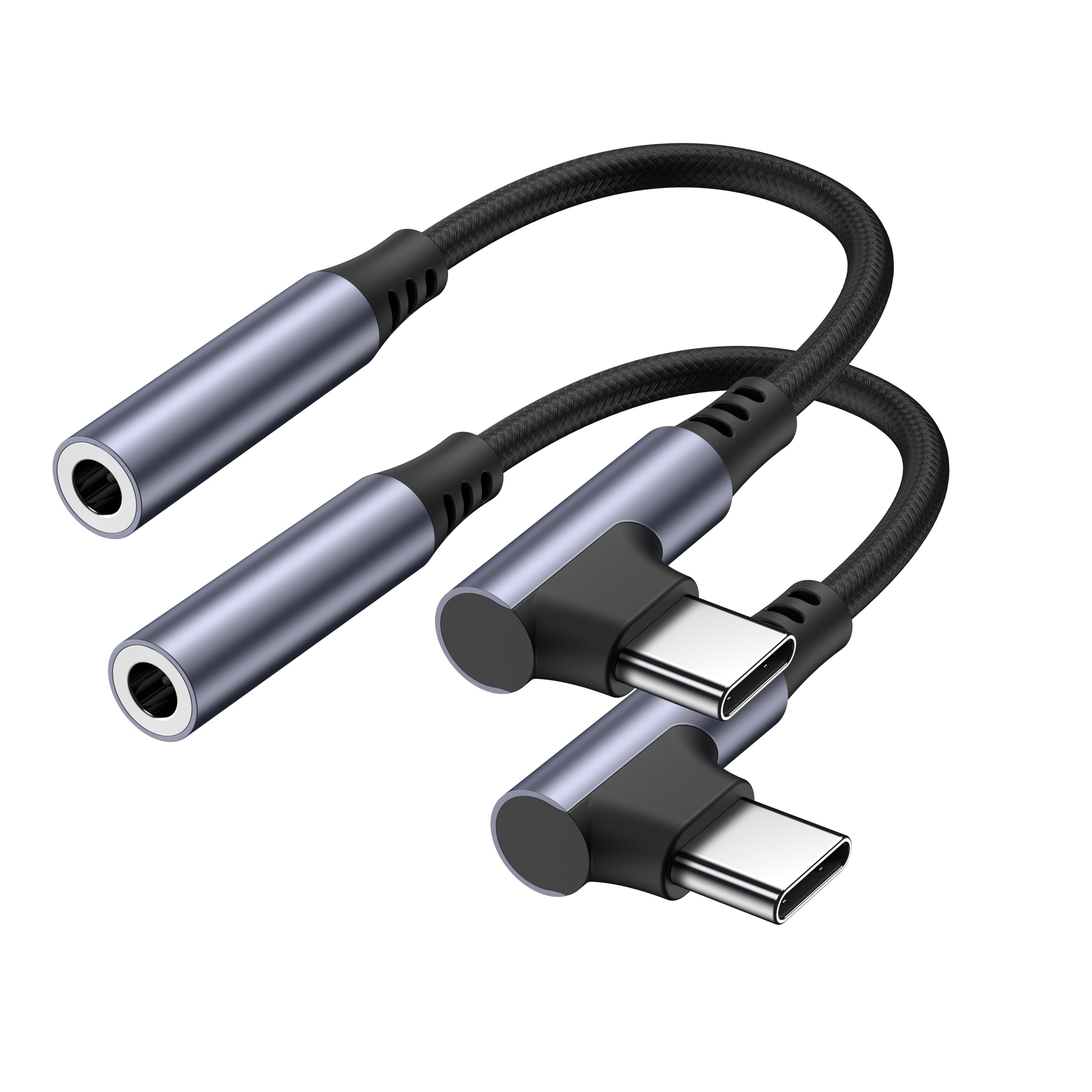 Meliya USB-C to 3.5mm Headphone Jack Right Angle Adapter – Type-C to Aux Digital Audio Dongle with Hi-Res DAC Chip, Compatible with iPhone 17/16/15 Series, Samsung, Google Pixel & USB-C Devices 2 pack-image-30