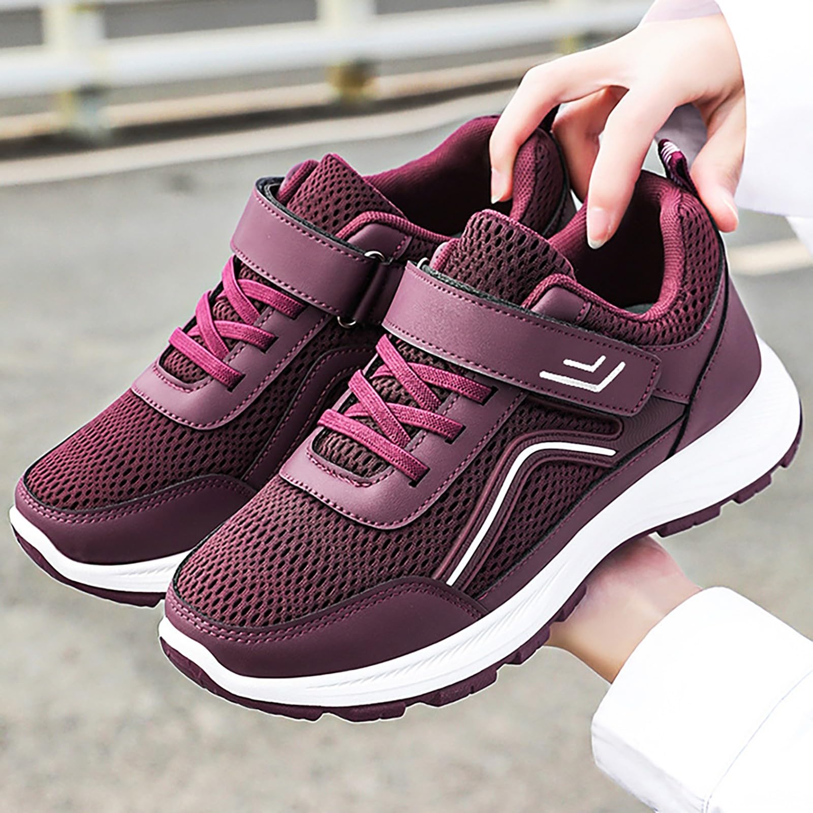 Scarpe Comode per Camminare Pianta Larga Sneakers Platform Donna Eleganti | Calzature Atletica in Tela Morbida per Uso Quotidiano Scarpe Sportive Donna Concezione Ergonomica Tessuto Sintetico