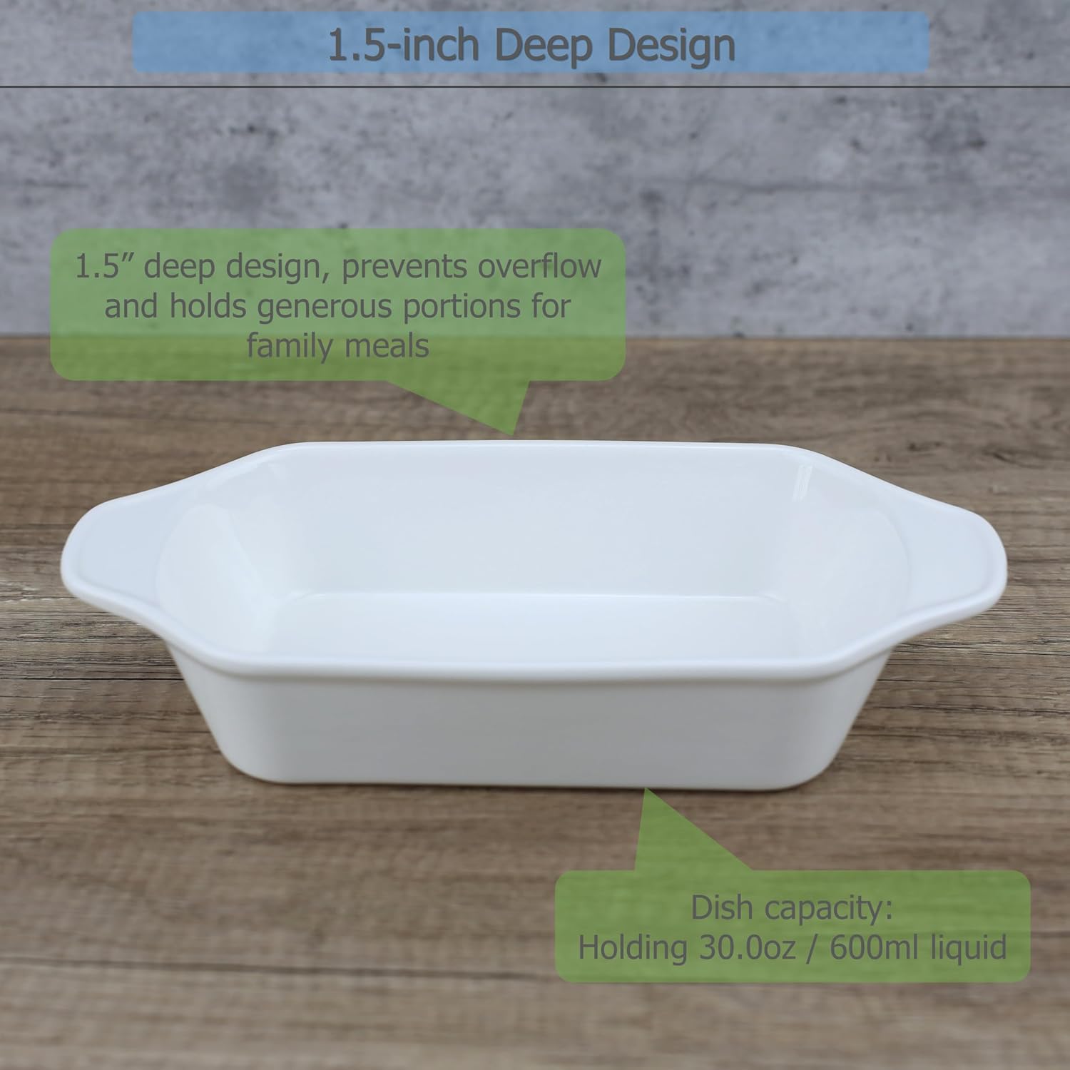 EIKS Ceramic Baking Dish with Handles, Serving Plate