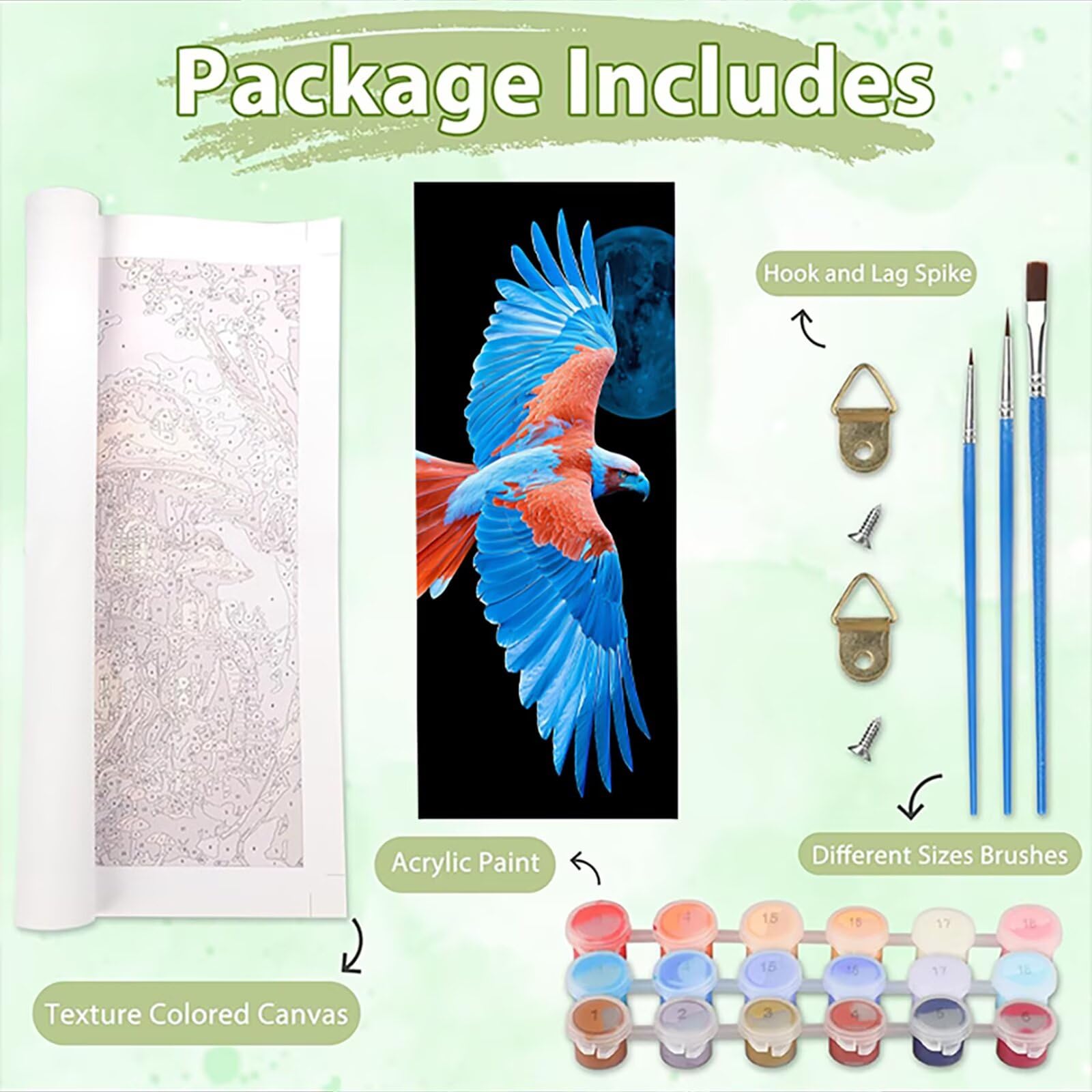 Malen Nach Zahlen 50x150cm Leinwand Vogel Malen Nach Zahlen Erwachsene mit Ohne Rahmen, DIY Kreativ Set für Erwachsene mit Pinseln und Acrylfarbe, Zimmer Deko Tier Landschaft Geschenk, P0M-293