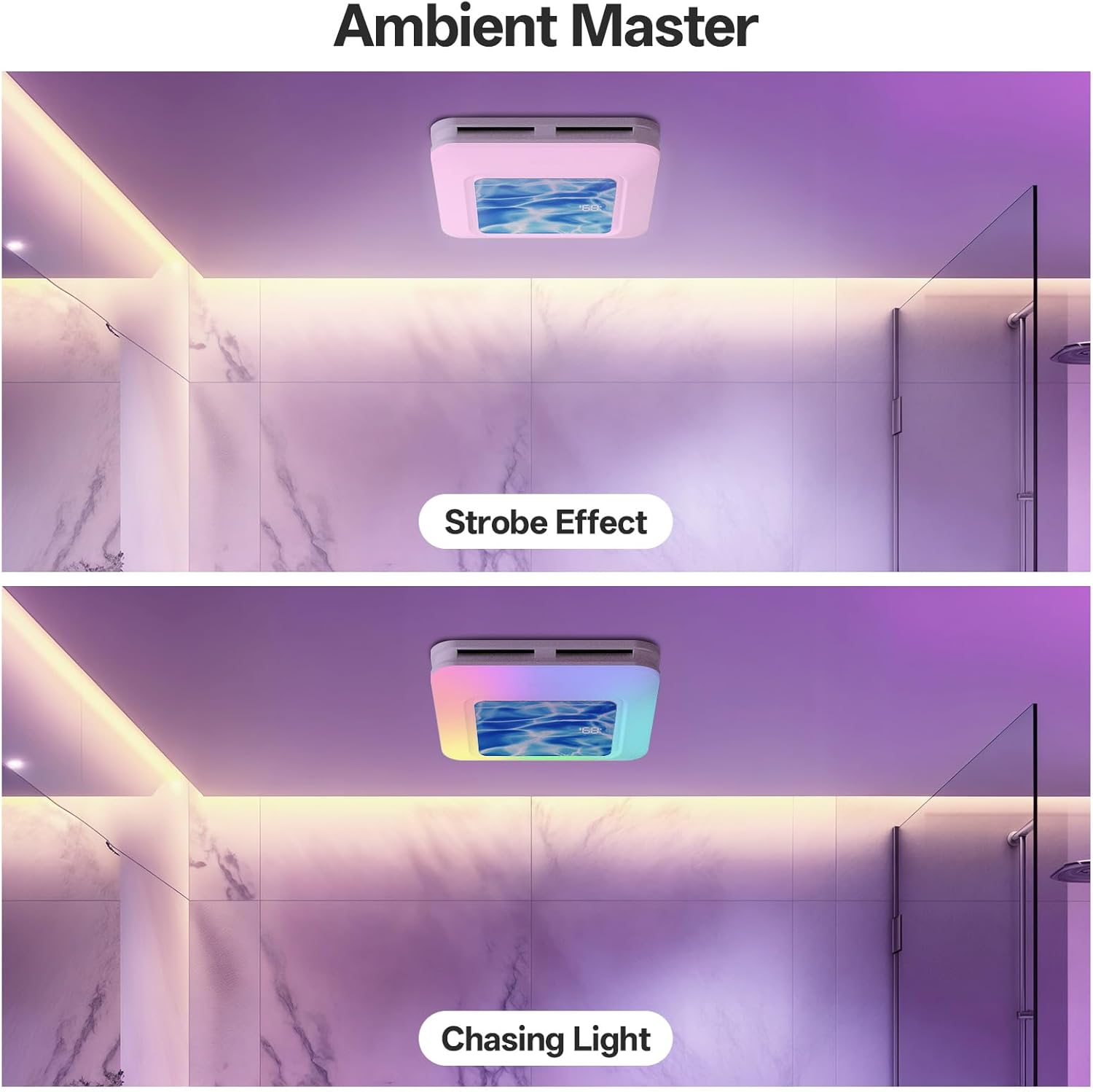 Bathroom Fan with Humidity Sensor,230 CFM 1.0 Sone Bathroom Exhaust Fan with Light,Ventilation and Exhaust Fan with Remote Control and Timer Function,Ripple Texture