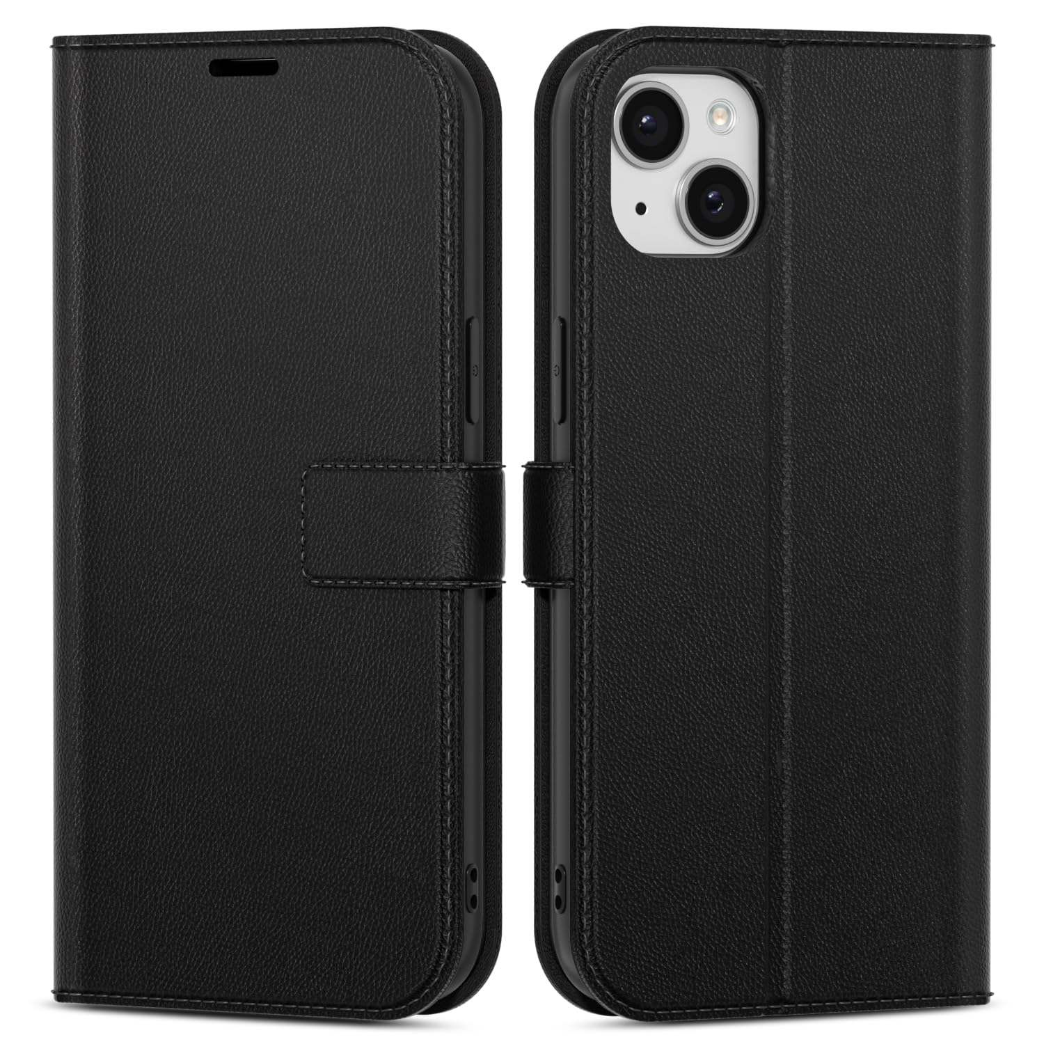 oakxco for iPhone 13 Mini Wallet Case with Credit Card Holder, Magnetic RFID Slim Folio Book Flip Leather Phone Case for Women Men Girl, Cute Soft Silicone Rubber Shockproof Cover, Black