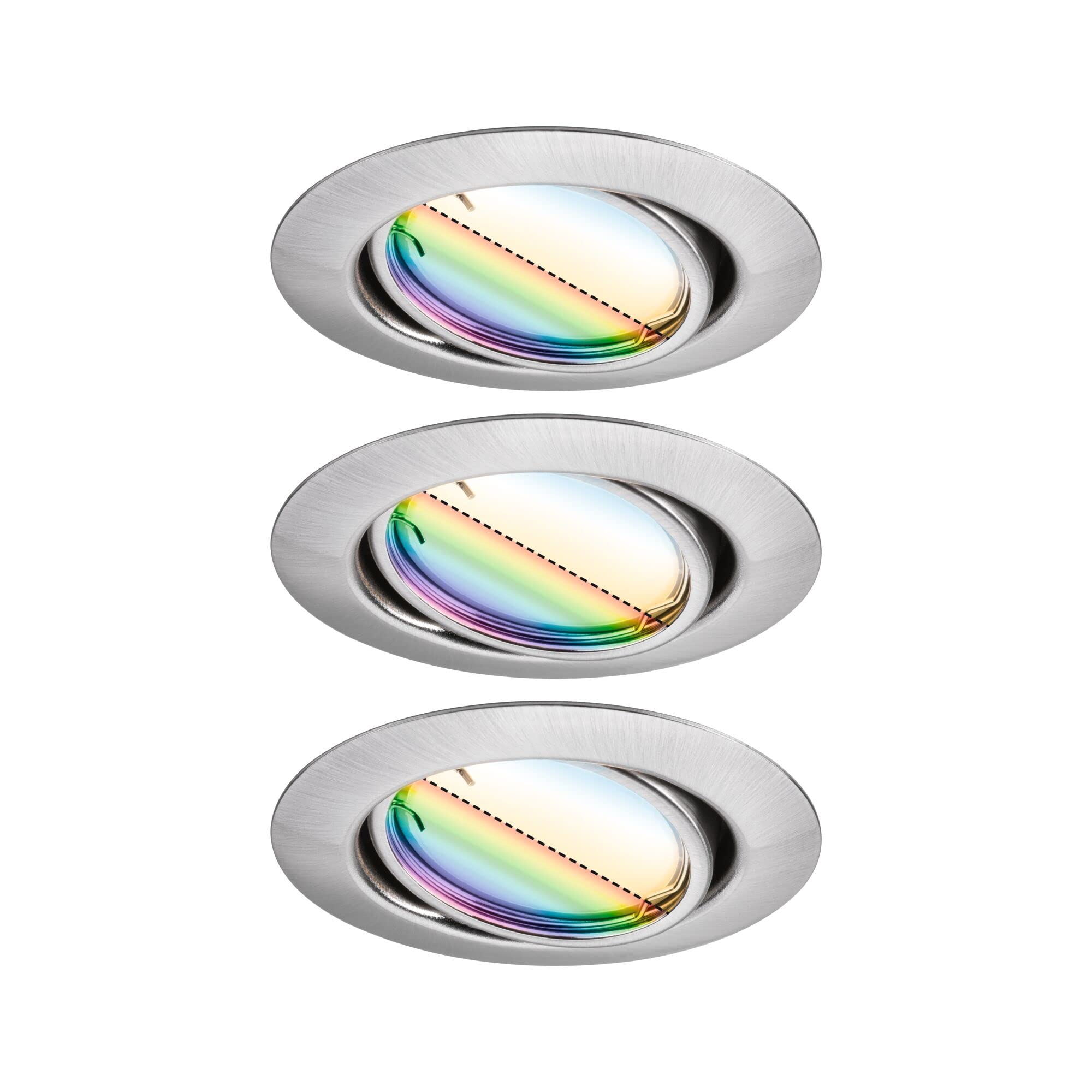 Paulmann 92467 LED Einbauleuchte Base Smart Home Zigbee Basisset schwenkbar rund 230V 3x4,9W 3x420lm dimmbar 90mm Eisen gebürstet Metall RGBW+