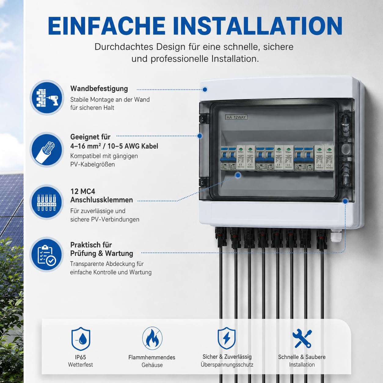 überspannungsschutz PV 3 In 3 Out 1000v DC Solar Combiner Box Leistungsschalter Solar Trennschalter,Für Solarmodule Im Freien, Wohnmobile Und Elektrofahrzeuge