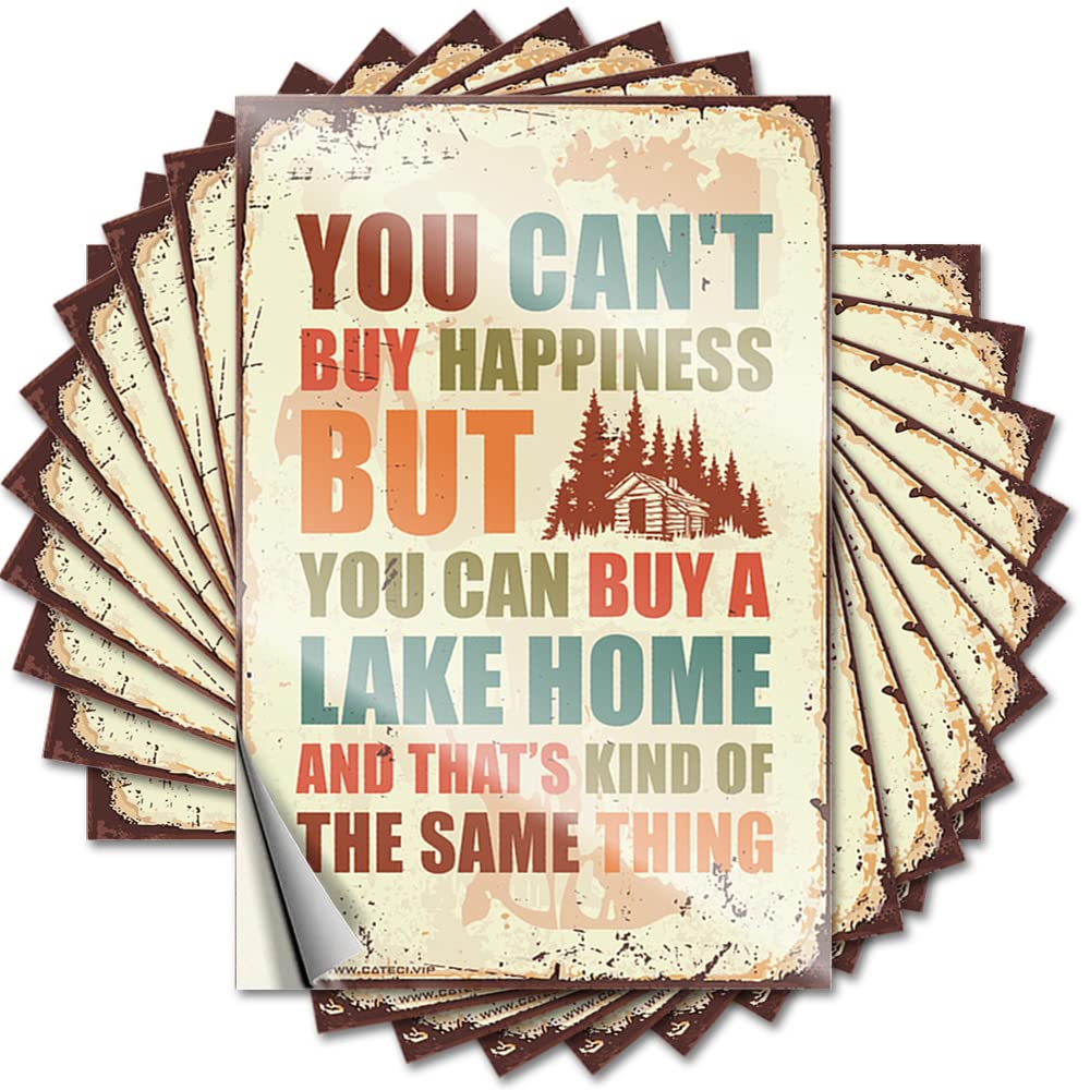 You Can't Buy Happiness But You Can Buy A Lakehome Quote Mancave Stuff for Men Self Adhesive | Fuzzy Soft Area Vinyl Sticker Pack for Racing(6X9CM)
