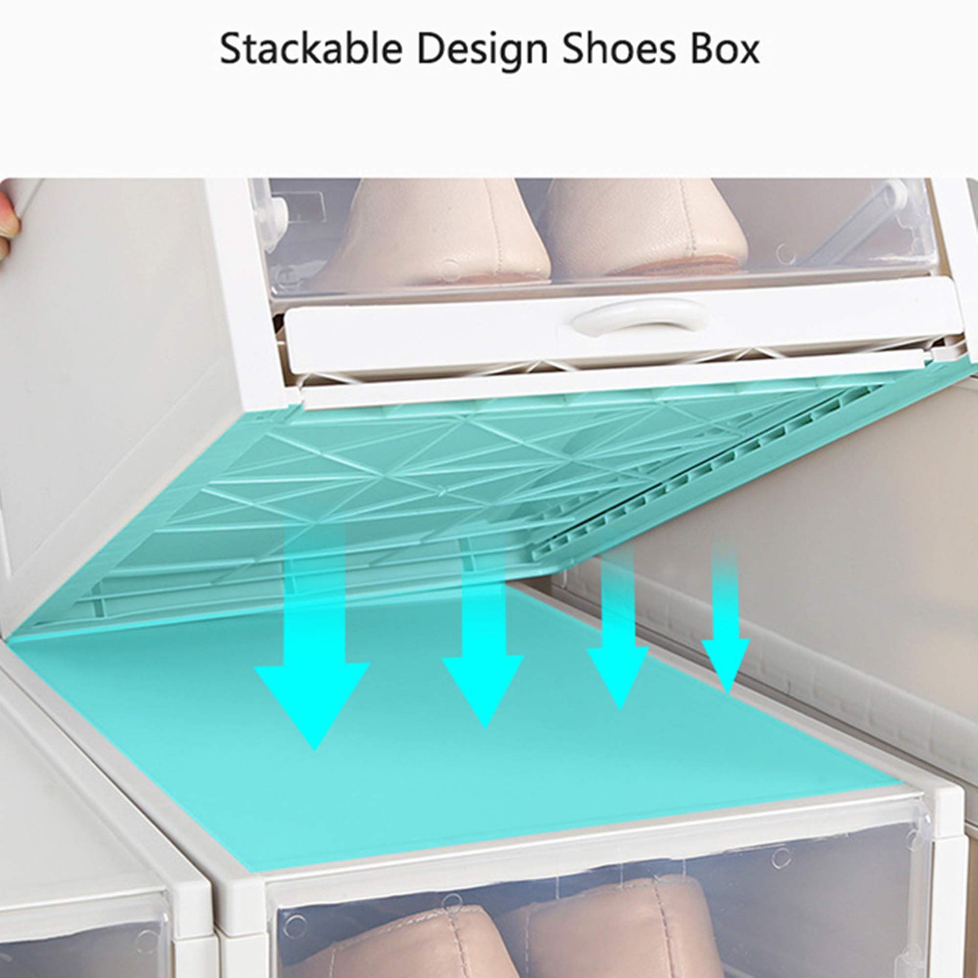 Genérico Organizador de Almacenamiento de Zapatos apilable con cajón extraíble, Zapatero Modular para Ahorrar Espacio y Vitrina Transparente