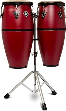 Latin Percussion Discovery II Series Ultralight Conga Set with Stand, Red, LP646DII-RD