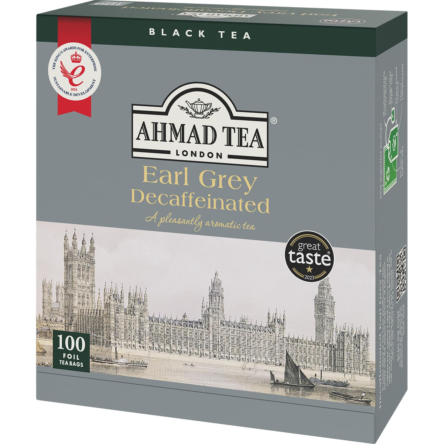 アーマッドティー カフェインレス アールグレイ ティーバッグ 100袋 個包装 イギリス 有名ブランド 紅茶 AHMAD TEA デカフェ 大容量 業務用商品画像