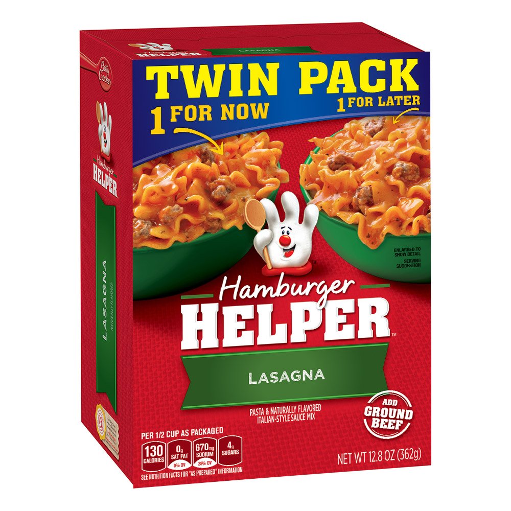 Betty Crocker Hamburger Helper Lasagna 10serving Twin pack, 12.8Ounce Boxes (Pack