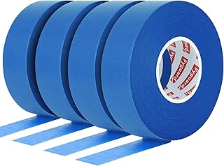 4 Rouleaux Ruban de Masquage, 50m x 24mm Ruban de Peintre Bleu Masking Tape Ruban de Papier de Peintre Résistant à la Chaleur pour Travaux de peinture, Rénovation, Artisanat
