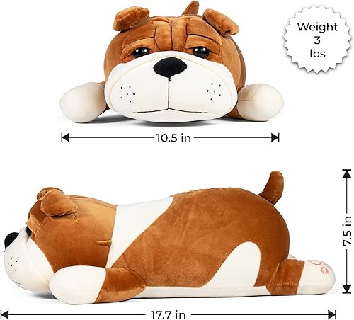 Miniatura 4 de Bulldog francés con peso de 3 libras para aliviar la ansiedad y el estrés, animal de peluche pesado de 17.7 pulgadas, almohada corporal suave y